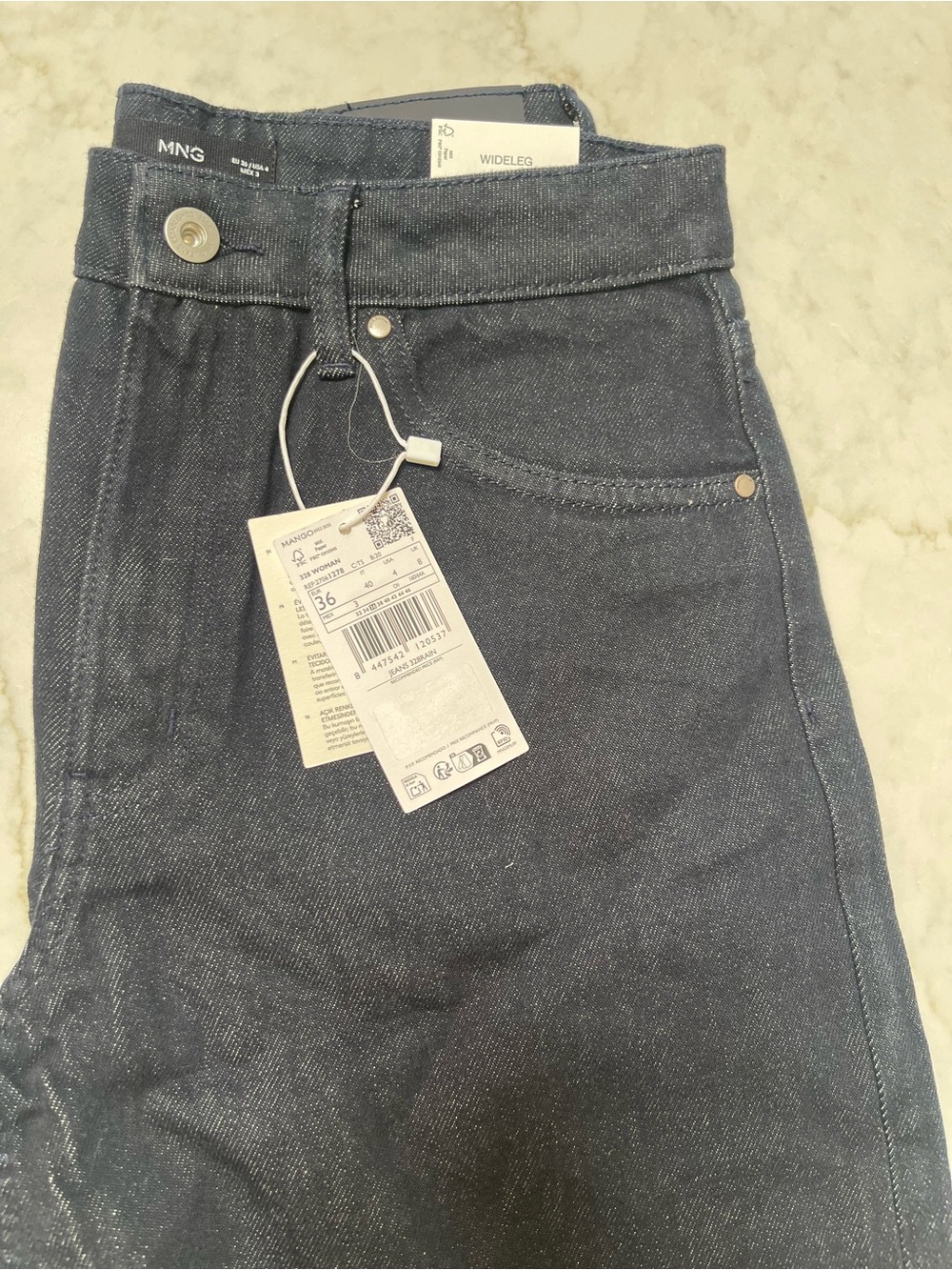 Mango Wide-Leg Jeans in Dark Indigo